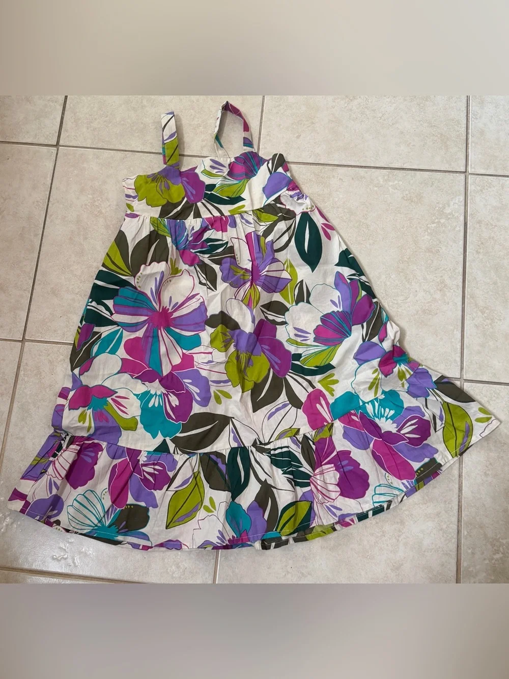 GAP Girls Floral Sundress - White, Purple & Teal
